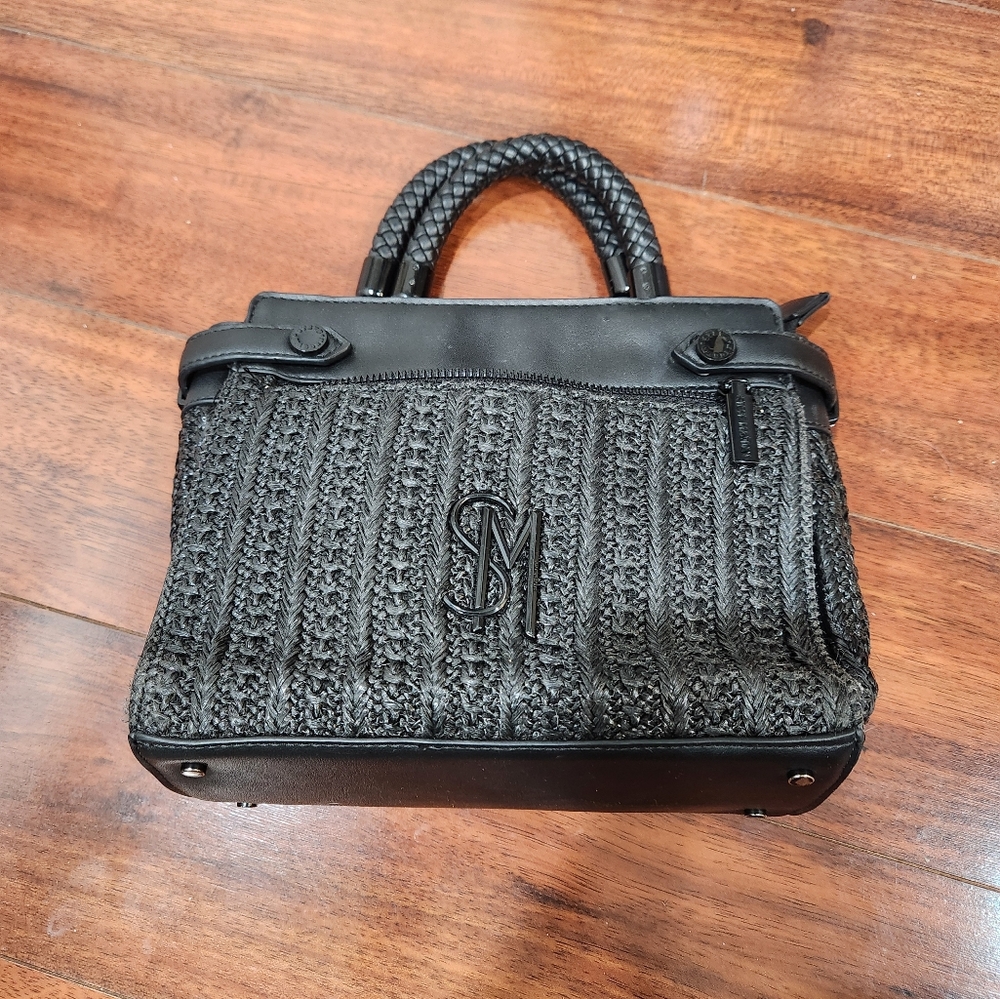 Steve Madden Bhaymann Black Woven  Handbag Purse Bag